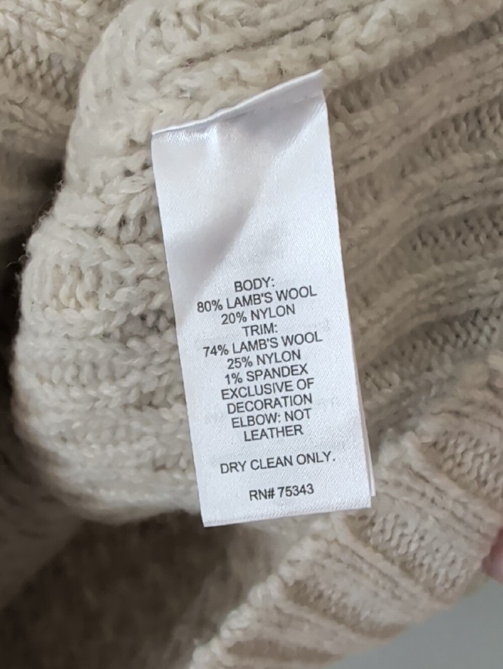 Heavy Wool Textured Crewneck Academia Ivy League Sweater in Oatmeal M - Picture 4 of 10